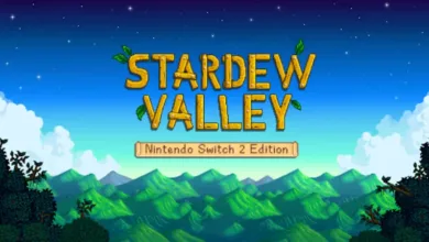 Stardew Valley Nintendo Switch 2 Edition game title screen with green hills.