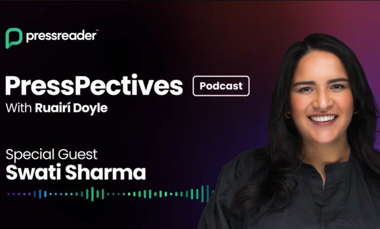 Swati Sharma, special guest on the PressPectives Podcast, smiles warmly.