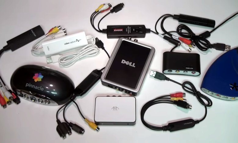 Various USB video capture devices from brands like Pinnacle, Dell, and Elgato.