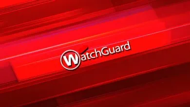 WatchGuard logo on a red abstract background.
