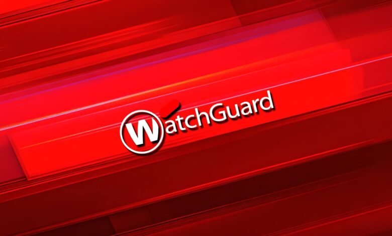 WatchGuard logo on a red abstract background.