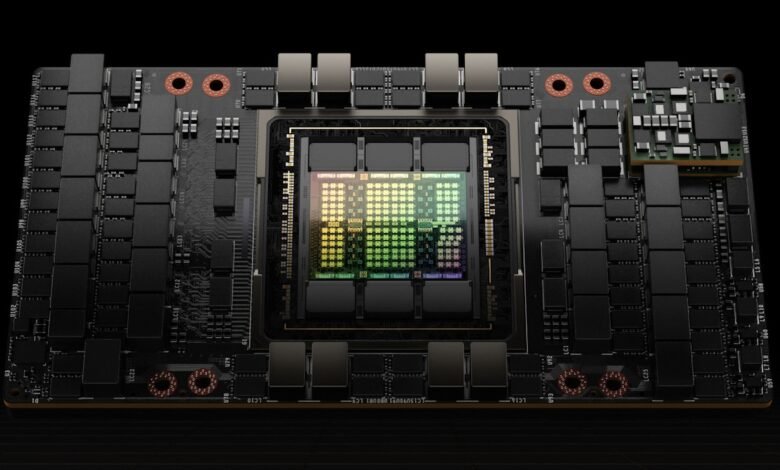 Close-up of a complex computer processor with colorful central chip.