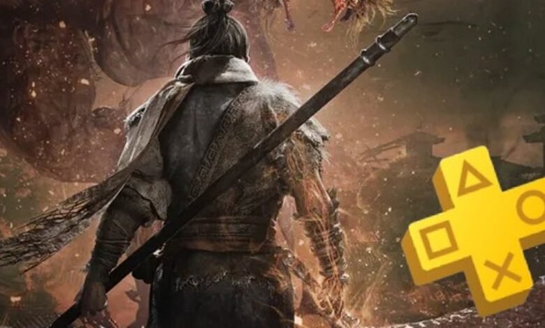 Wo Long: Fallen Dynasty character facing a monster with a PlayStation Plus logo.