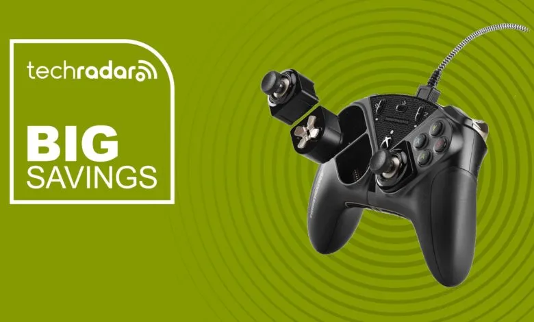 Black Thrustmaster eSwap X Pro Controller with modular components.