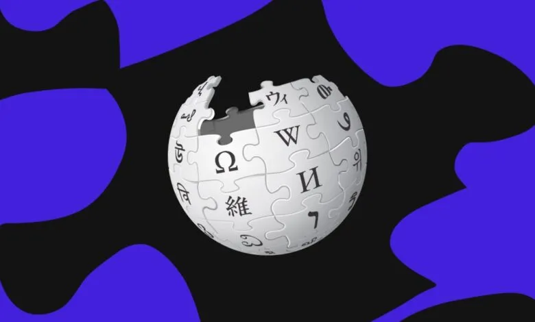 Wikipedia logo globe puzzle with missing pieces on a dark background.