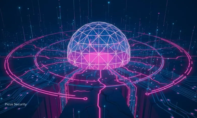 Abstract digital art: glowing dome on circuit board background.