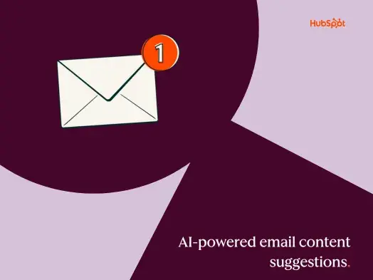 Email icon with notification bubble on a purple and lavender background.