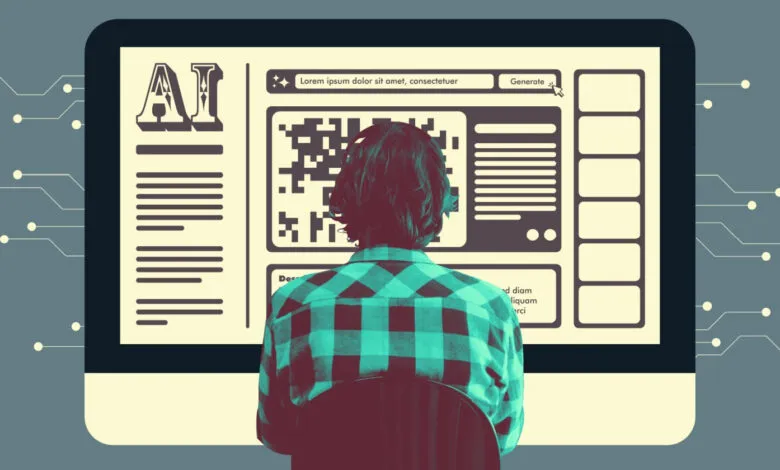 Person facing a computer screen displaying an AI content generation interface.