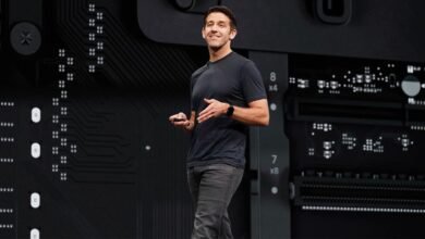 John Ternus presents the new Mac Pro at WWDC, smiling confidently.