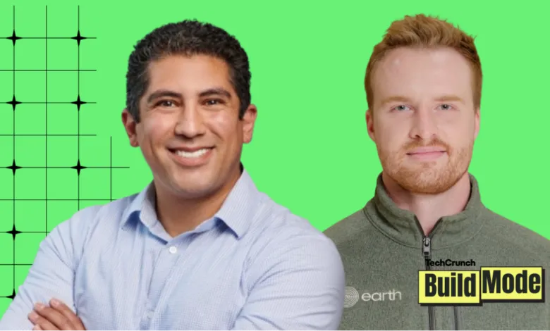 Two men smiling against a green background with TechCrunch Build Mode logo.