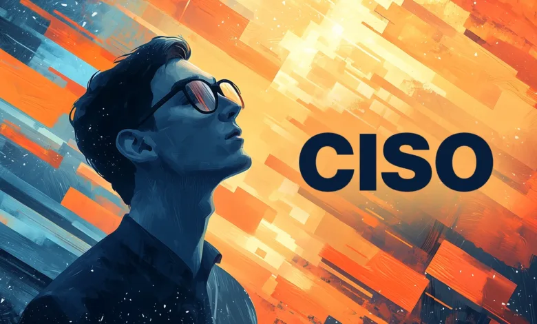 Abstract portrait of a man with glasses and the text 'CISO'.