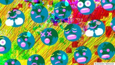 Earth emojis with various expressions on a colorful, textured background.