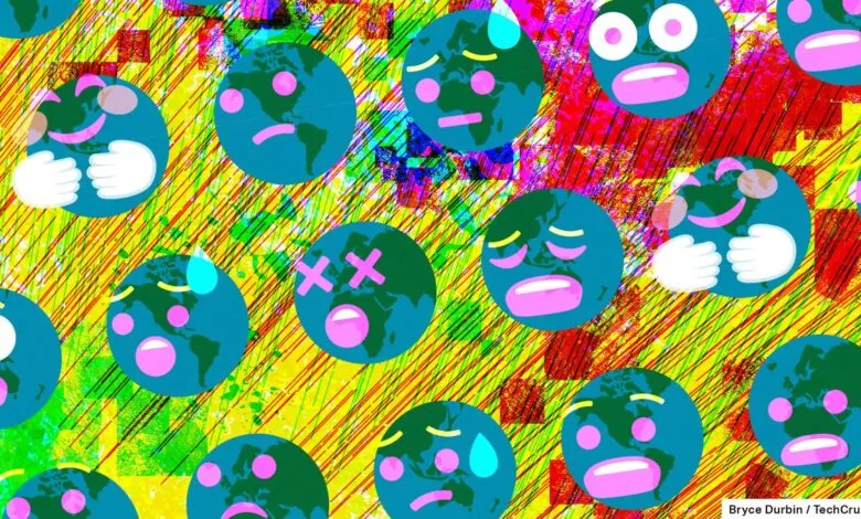 Earth emojis with various expressions on a colorful, textured background.