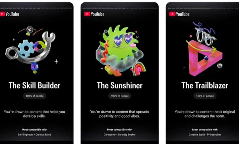 Three YouTube personality types: Skill Builder, Sunshiner, Trailblazer.