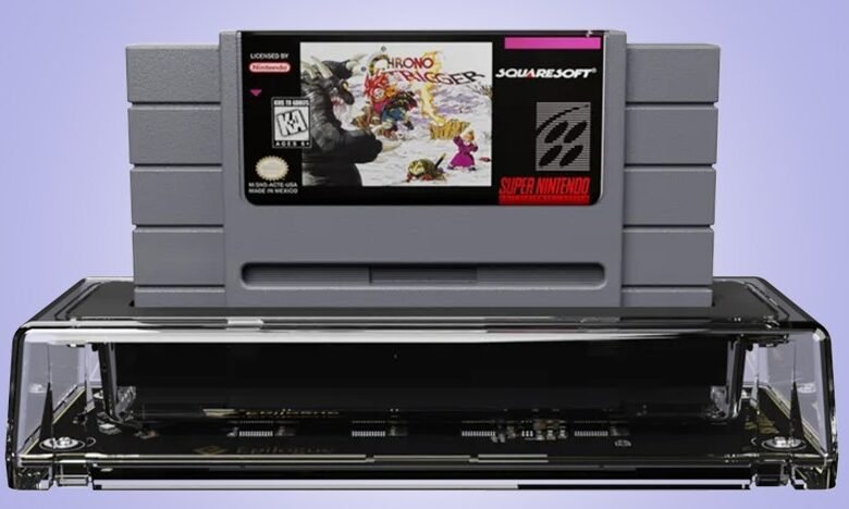 Chrono Trigger SNES cartridge in Epilogue GB Operator for game data extraction.