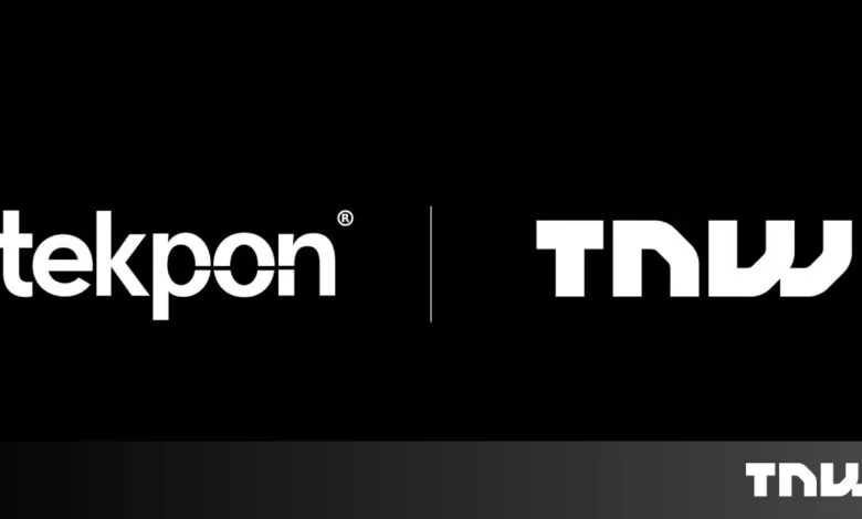 Tekpon and TNW logos side-by-side in white on a black background.