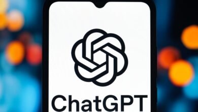 ChatGPT logo displayed on a smartphone screen with a blurred background.