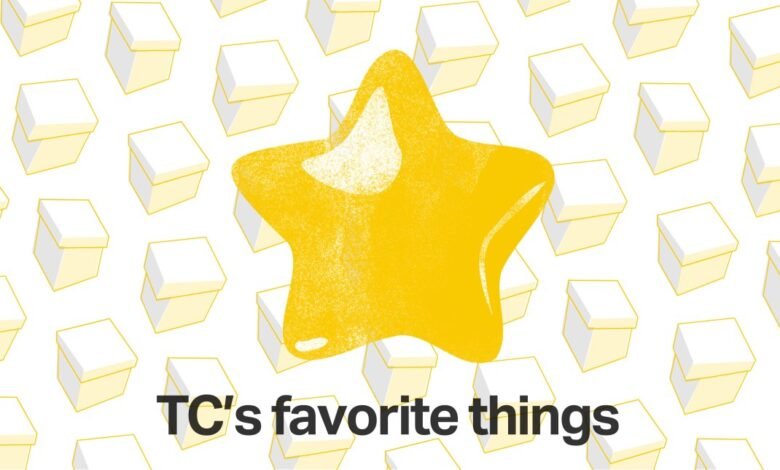 Gift guide graphic with boxes and a star, text reads 'TC's favorite things'.