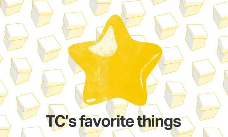 Gift guide graphic with boxes and a star, text reads 'TC's favorite things'.