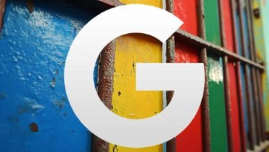 Google logo overlaid on colorful jail bars, conceptual image.