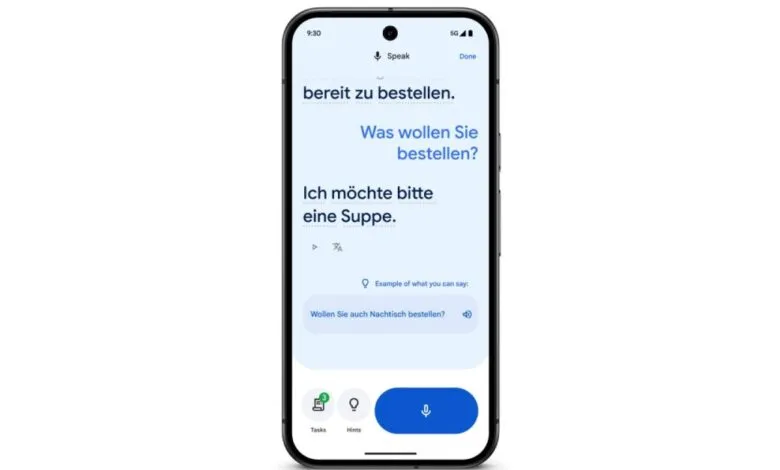 Google Translate app displaying German text on a smartphone screen.
