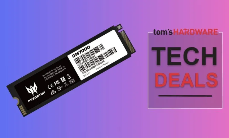 Predator GM7000 NVMe SSD on Tom's Hardware Tech Deals background.