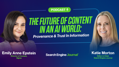 Podcast graphic featuring Emily Anne Epstein and Katie Morton discussing AI content.