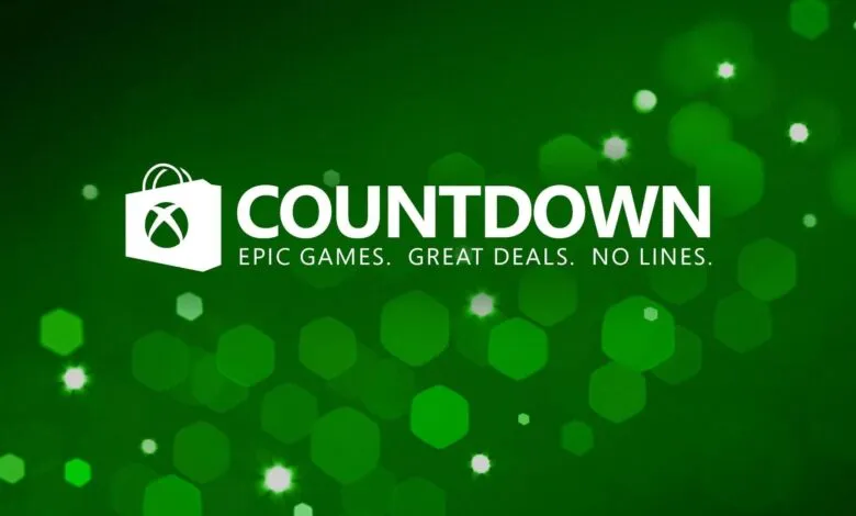 Xbox Countdown sale graphic with shopping bag logo and text.