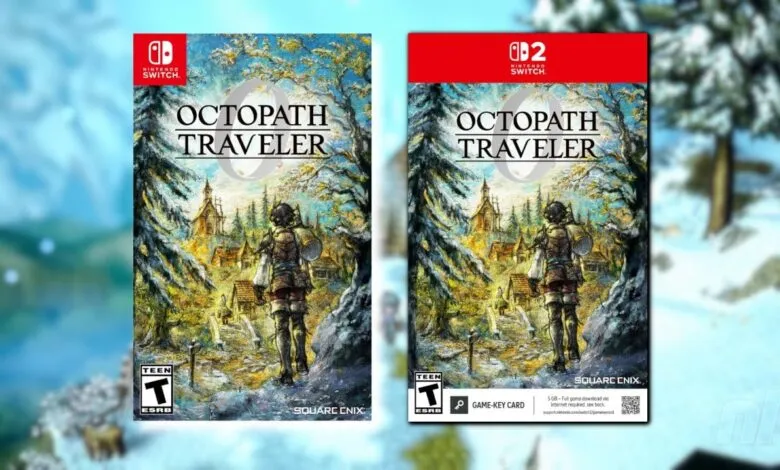 Octopath Traveler game cases for Nintendo Switch and Switch 2, side-by-side.