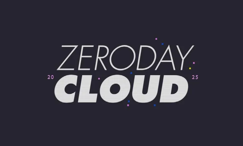 ZeroDay Cloud 2025 logo on dark background with colorful accents.