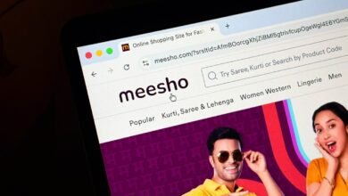 Meesho website displayed on a screen, featuring fashion products.