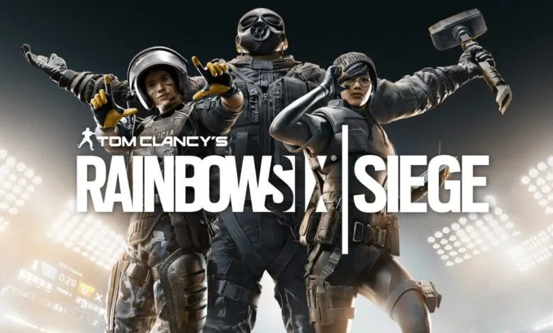 Rainbow Six Siege promotional art featuring three operators in tactical gear.