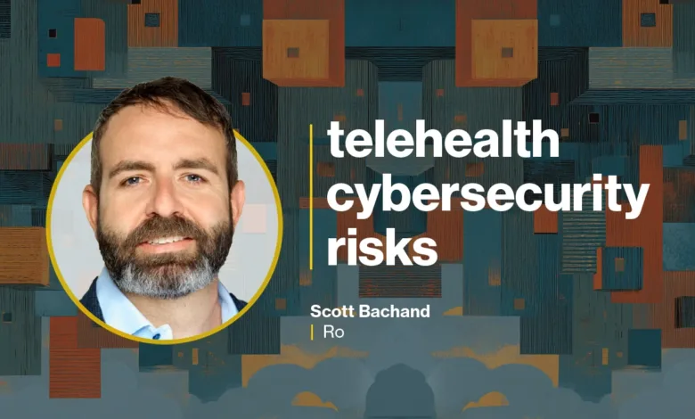 Scott Bachand discusses telehealth cybersecurity risks in a professional setting.