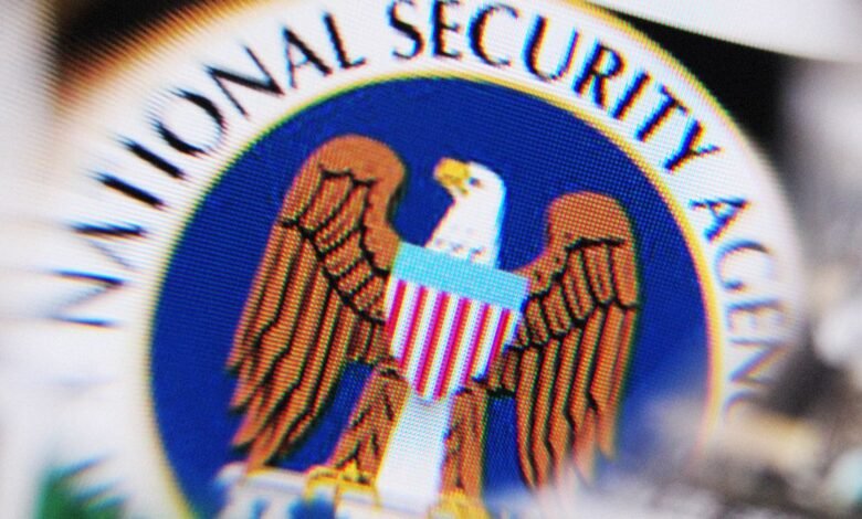 Close-up of the National Security Agency (NSA) seal with eagle and shield.