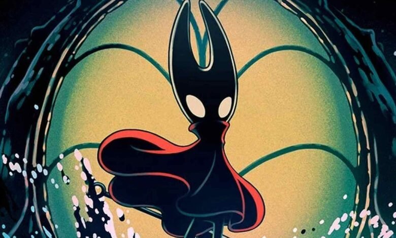 Hornet from Hollow Knight: Silksong stands against a glowing background.