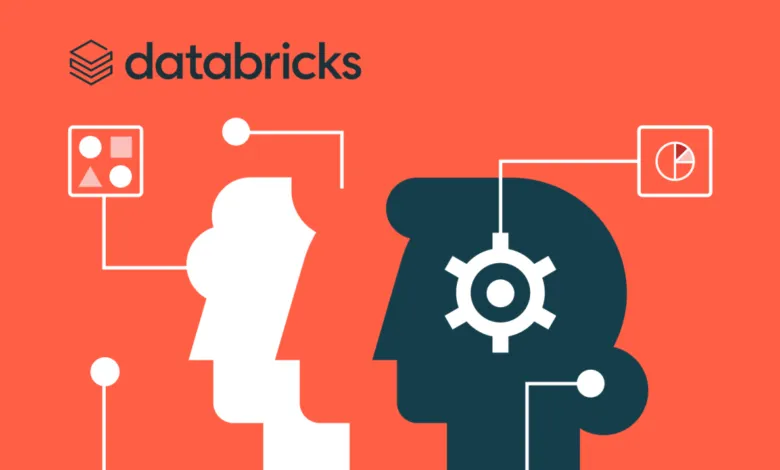 Databricks graphic showing data processing and analytics concepts.