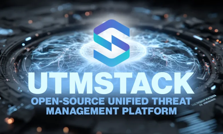 UTMStack logo with open-source unified threat management platform text.