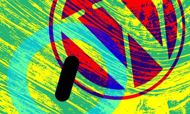 Abstract WordPress logo with vibrant colors and textured background.