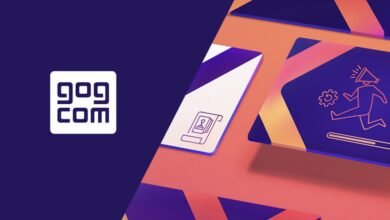 GOG.com logo with stylized game icons on a colorful background.