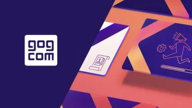 GOG.com logo with stylized game icons on a colorful background.