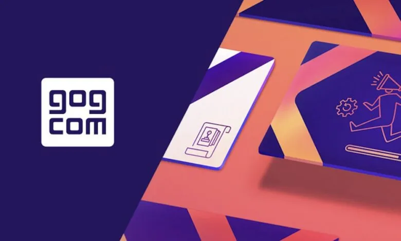 GOG.com logo with stylized game icons on a colorful background.