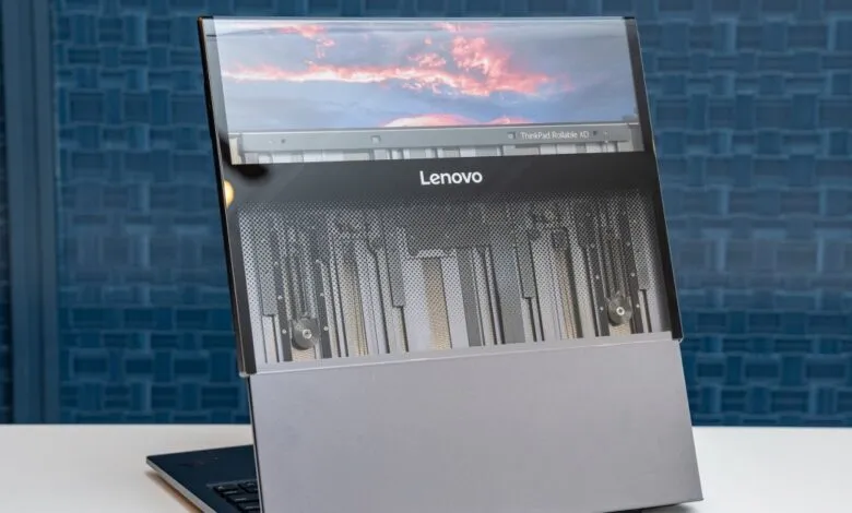 Lenovo ThinkPad Rollable XD concept laptop with extended screen.