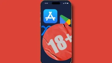Smartphone screen displays app store icons with an '18+' age restriction sticker.