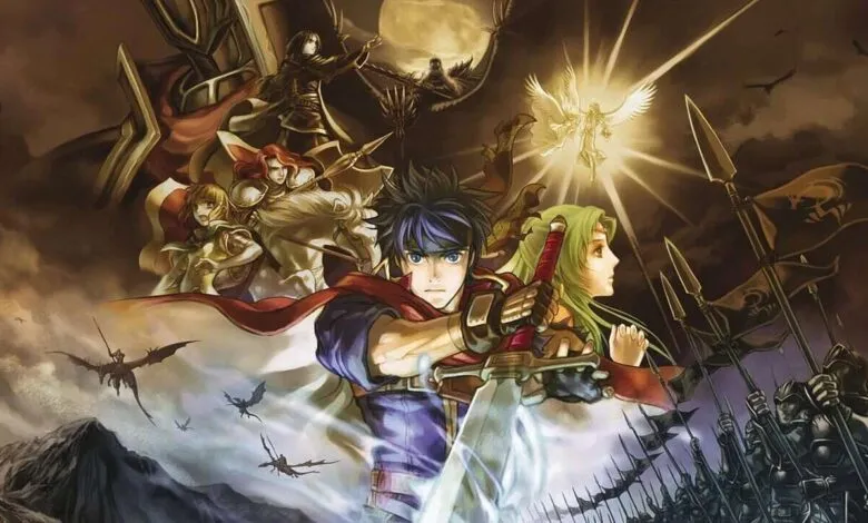 Fire Emblem: Path of Radiance game cover art featuring Ike and other characters.