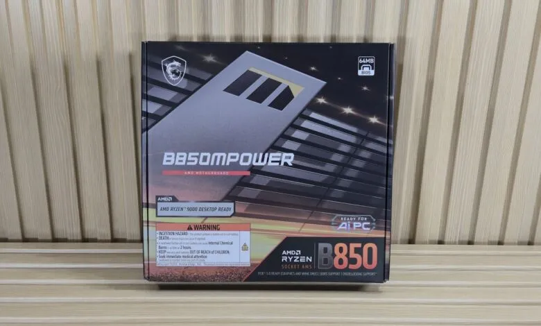 Box for BBSOMPOWER AMD motherboard with Ryzen 9000 compatibility.