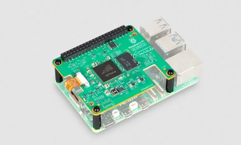 Raspberry Pi AI HAT+2 board with Hailo chip on a light gray background.