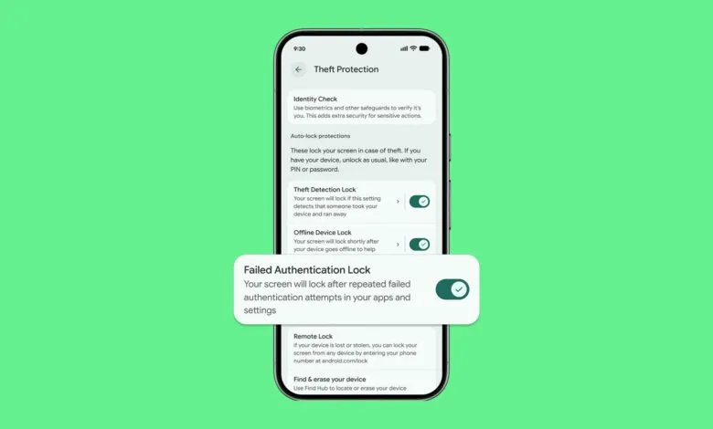 Screenshot of Android theft protection settings on a smartphone.
