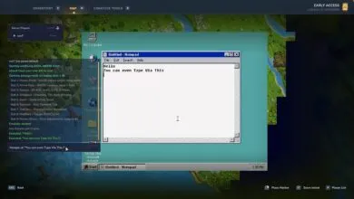 Game interface showing a Windows 95-style notepad on top of a game map.