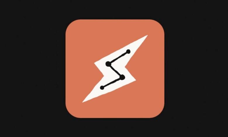 App icon: orange square with white lightning bolt and black connected dots.