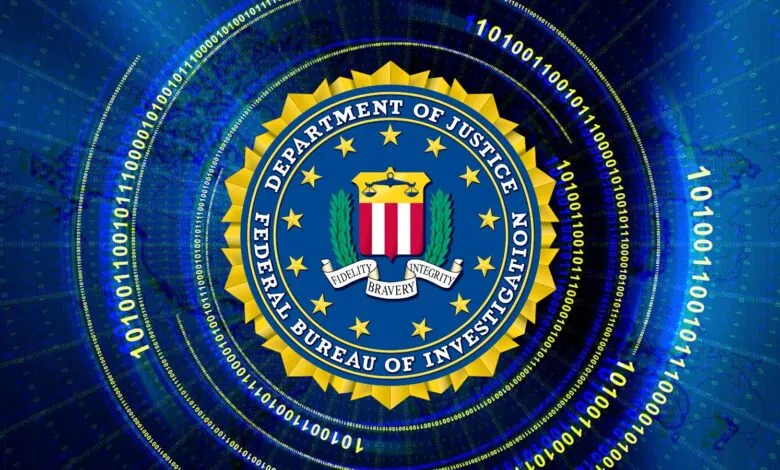 FBI seal against a digital background of binary code.